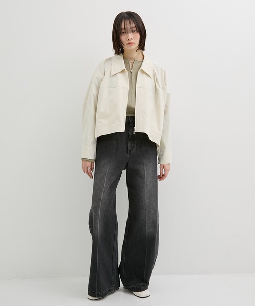 UNITED TOKYO(ユナイテッドトウキョウ)の「3way Sleeve Weather Blouson|ウォッシャブル/ストレッチ/撥水/軽羽織/秋服/プレゼント(ブルゾン・レディース・アイボリー/ブラック・FREE)」の11枚目の写真
