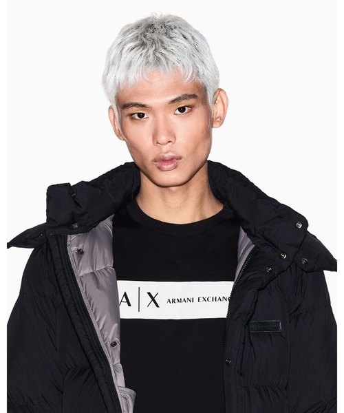 ARMANI EXCHANGE（アルマーニエクスチェンジ）の「【A|X アルマーニ エクスチェンジ】スクエアロゴ 半袖クルーネックTシャツ/REGULAR（Tシャツ/カットソー・メンズ・ストーン/ブラック・LARGE/MEDIUM/SMALL/X-LARGE/X-SMALL/XX-LARGE）」の3枚目の写真