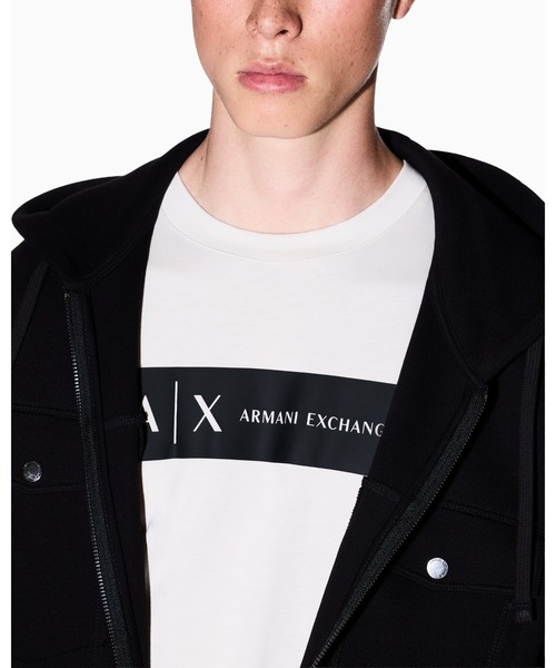 ARMANI EXCHANGE（アルマーニエクスチェンジ）の「【A|X アルマーニ エクスチェンジ】スクエアロゴ 半袖クルーネックTシャツ/REGULAR（Tシャツ/カットソー・メンズ・ストーン/ブラック・LARGE/MEDIUM/SMALL/X-LARGE/X-SMALL/XX-LARGE）」の8枚目の写真