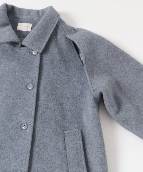 LAATO(ラート)の「balmacaan coat(ステンカラーコート・レディース・ライトカーキ/キャメル/ライトブルー・FREE)」の7枚目の写真