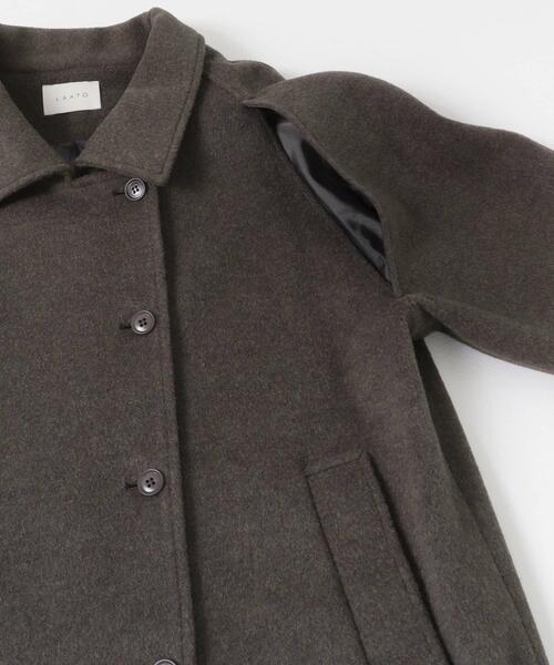 LAATO(ラート)の「balmacaan coat(ステンカラーコート・レディース・ライトカーキ/キャメル/ライトブルー・FREE)」の9枚目の写真
