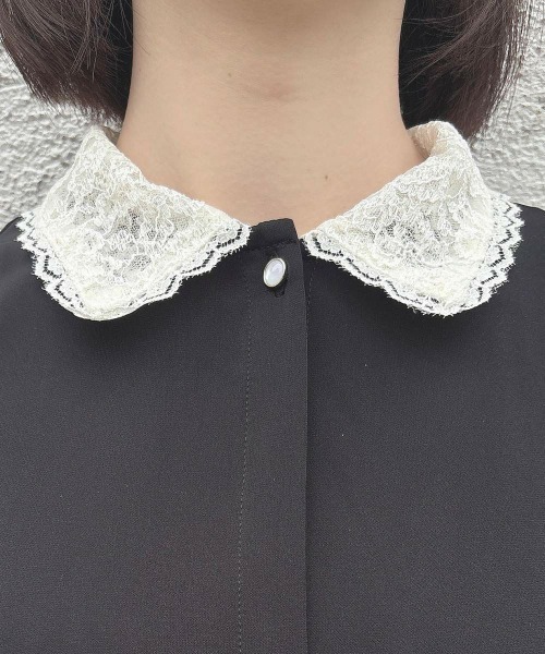 an another angelus（アンアナザーアンジェラス）の「クレリックレース衿シャツ（シャツ/ブラウス・レディース・ピンクベージュ/ブラック・FREE）」の9枚目の写真