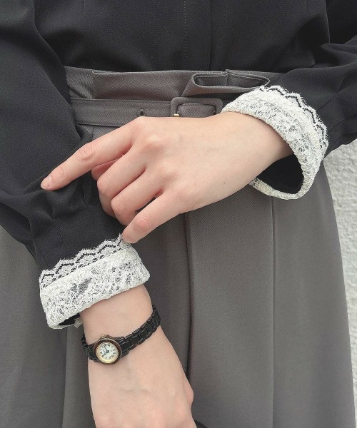 an another angelus（アンアナザーアンジェラス）の「クレリックレース衿シャツ（シャツ/ブラウス・レディース・ピンクベージュ/ブラック・FREE）」の10枚目の写真