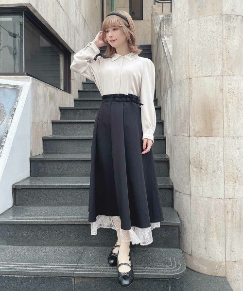 an another angelus（アンアナザーアンジェラス）の「クレリックレース衿シャツ（シャツ/ブラウス・レディース・ピンクベージュ/ブラック・FREE）」の11枚目の写真