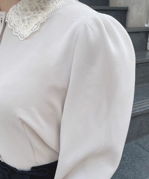 an another angelus（アンアナザーアンジェラス）の「クレリックレース衿シャツ（シャツ/ブラウス・レディース・ピンクベージュ/ブラック・FREE）」の14枚目の写真