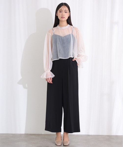 PourVous(プールヴー)の「シアートップス オールインワン 2点セット パンツドレス 結婚式 二次会&ワイドセレモニー フォーマル ロング丈 オケージョンドレス お呼ばれ 同窓会 成人式 (パンツドレス・レディース・ブラック/ベージュ/チャコール・S/M)」の11枚目の写真