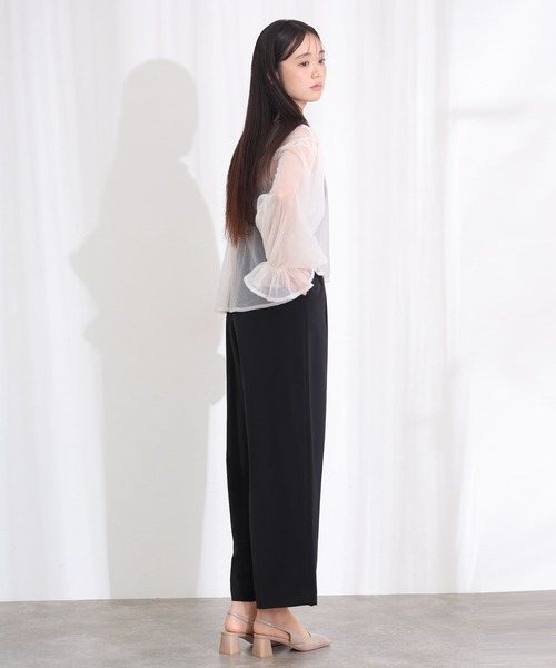 PourVous(プールヴー)の「シアートップス オールインワン 2点セット パンツドレス 結婚式 二次会&ワイドセレモニー フォーマル ロング丈 オケージョンドレス お呼ばれ 同窓会 成人式 (パンツドレス・レディース・ブラック/ベージュ/チャコール・S/M)」の12枚目の写真