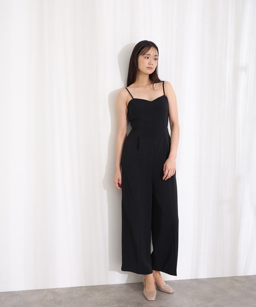 PourVous(プールヴー)の「シアートップス オールインワン 2点セット パンツドレス 結婚式 二次会&ワイドセレモニー フォーマル ロング丈 オケージョンドレス お呼ばれ 同窓会 成人式 (パンツドレス・レディース・ブラック/ベージュ/チャコール・S/M)」の6枚目の写真