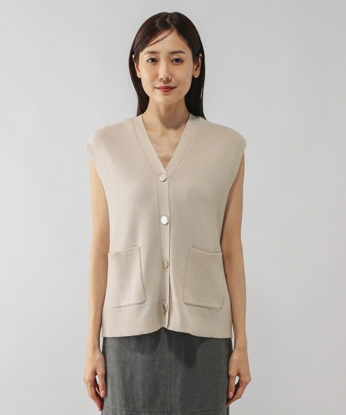 GLOBAL WORK（グローバルワーク）の「さらさらアゼボタンベスト/595374（ベスト・レディース・ダークブラウン/ホワイト系その他3/ネイビー・MEDIUM/LARGE）」の8枚目の写真