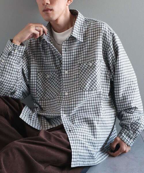 CRAFT STANDARD BOUTIQUE（クラフトスタンダードブティック）の「チェックボックスシャツ（シャツ/ブラウス・メンズ・ブルー系その他3/ブルー系その他5/ブラウン系その他4/ブラウン系その他5/ブラック系その他3/グリーン系その他5・M/L）」の4枚目の写真