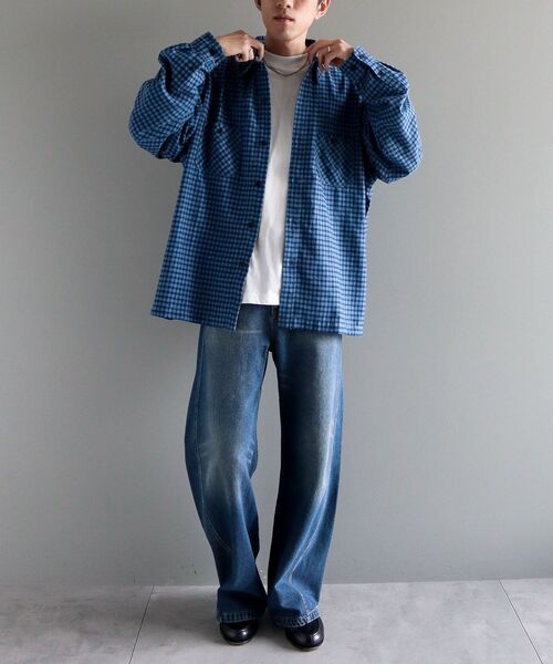 CRAFT STANDARD BOUTIQUE（クラフトスタンダードブティック）の「チェックボックスシャツ（シャツ/ブラウス・メンズ・ブルー系その他3/ブルー系その他5/ブラウン系その他4/ブラウン系その他5/ブラック系その他3/グリーン系その他5・M/L）」の8枚目の写真