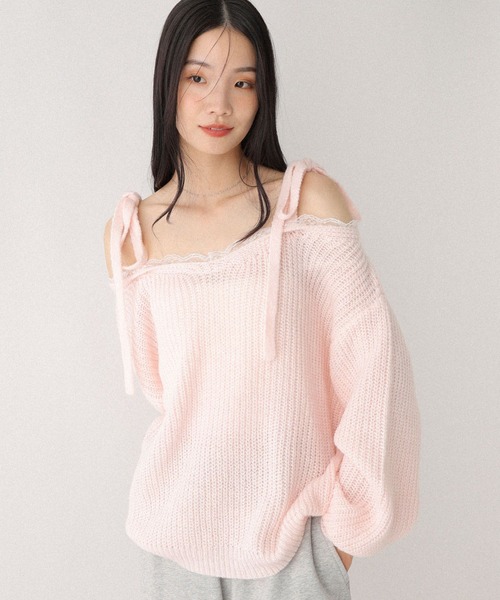 Heather(ヘザー)の「レースドッキングニット 599319(ニット/セーター・レディース・グレー/アイボリー/ピンク・FREE)」の22枚目の写真