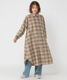 オンブレチェックシャツワンピース