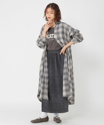 オンブレチェックシャツワンピース
