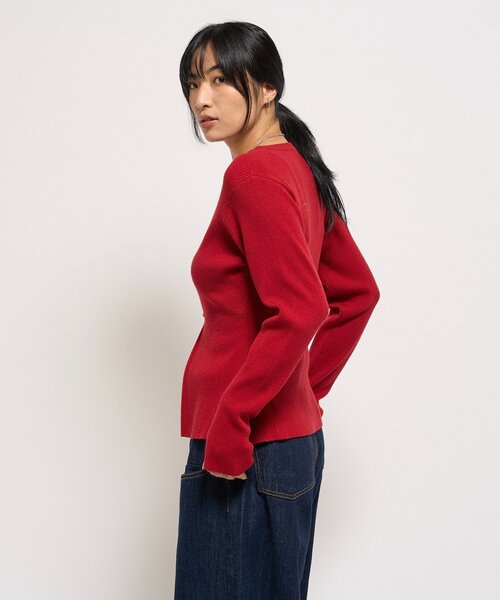 WHO'S WHO gallery（フーズフーギャラリー）の「RIBBED KINT NARROW CARDIGAN（カーディガン/ボレロ・レディース・グレー/アイボリー/ブラック/レッド/ネイビー・FREE）」の11枚目の写真