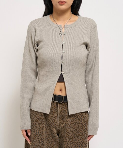 WHO'S WHO gallery（フーズフーギャラリー）の「RIBBED KINT NARROW CARDIGAN（カーディガン/ボレロ・レディース・グレー/アイボリー/ブラック/レッド/ネイビー・FREE）」の19枚目の写真
