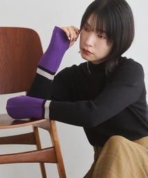 hunch | 【静電気防止】やわもちヤーン 袖配色 ハイネックリブニット(ニット/セーター)