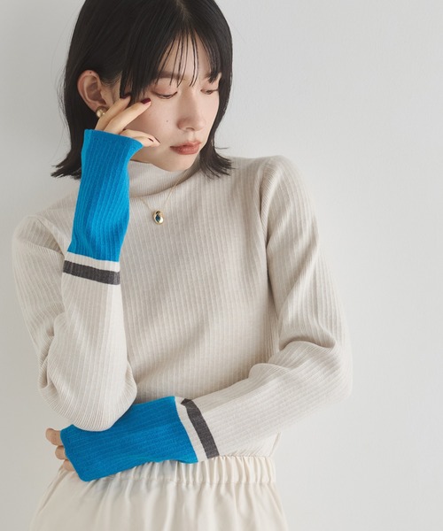 hunch（ハンチ）の「【静電気防止】やわもちヤーン 袖配色 ハイネックリブニット（ニット/セーター・レディース・ベージュ系その他/ブラック系その他/ブラウン系その他/グレー系その他・FREE）」の4枚目の写真