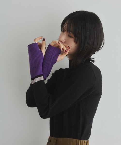 hunch（ハンチ）の「【静電気防止】やわもちヤーン 袖配色 ハイネックリブニット（ニット/セーター・レディース・ベージュ系その他/ブラック系その他/ブラウン系その他/グレー系その他・FREE）」の5枚目の写真