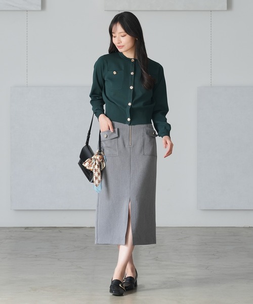 TRUDEA(トルディア)の「ハーフジップポケットタイトスカート(スカート・レディース・ライトグレー/ブラウン/ネイビー・SMALL/MEDIUM/LARGE)」の1枚目の写真