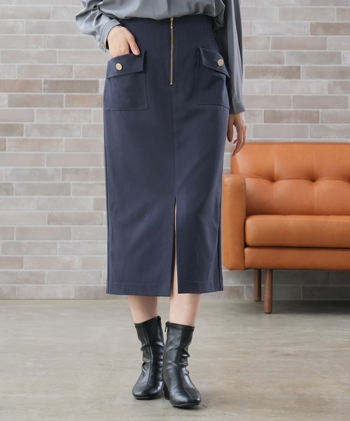 TRUDEA(トルディア)の「ハーフジップポケットタイトスカート(スカート・レディース・ライトグレー/ブラウン/ネイビー・SMALL/MEDIUM/LARGE)」の7枚目の写真