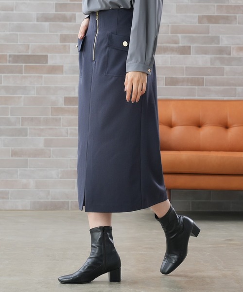 TRUDEA(トルディア)の「ハーフジップポケットタイトスカート(スカート・レディース・ライトグレー/ブラウン/ネイビー・SMALL/MEDIUM/LARGE)」の12枚目の写真