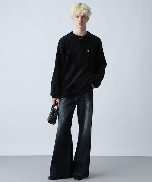 HARE(ハレ)の「SOFTシャギーニットプルオーバー(HARE)(ニット/セーター・メンズ・ブラック系その他/イエロー/ブルー/ブラック/パープル/グレー/レッド・SMALL/MEDIUM)」の8枚目の写真