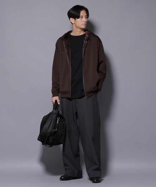 NANO universe(ナノユニバース)の「「MC」coveross(R) フリースボンディングジップアップパーカー(パーカー・メンズ・ブラック/ブラウン・M/L)」の8枚目の写真