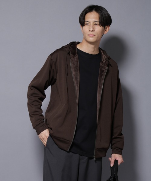 NANO universe(ナノユニバース)の「「MC」coveross(R) フリースボンディングジップアップパーカー(パーカー・メンズ・ブラック/ブラウン・M/L)」の3枚目の写真