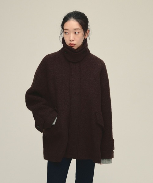 セール】【eL】Boucle Zip Coat/580998（ステンカラーコート）｜eL