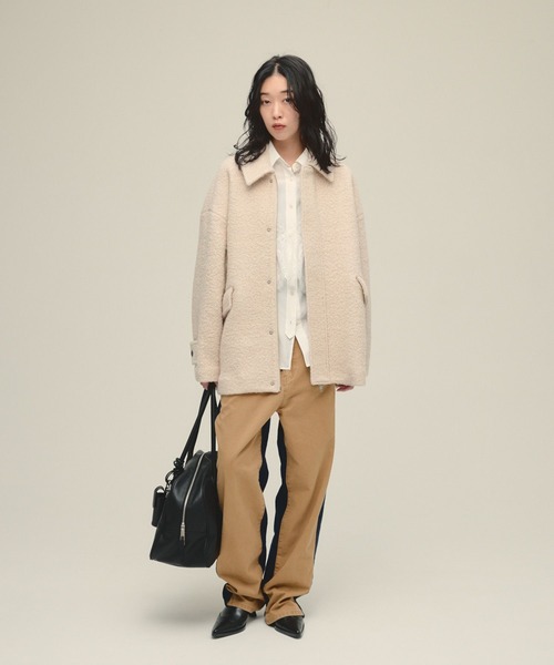 【eL】Boucle Zip Coat セール】【eL】Boucle Zip Coat/580998（ステンカラーコート）｜eL