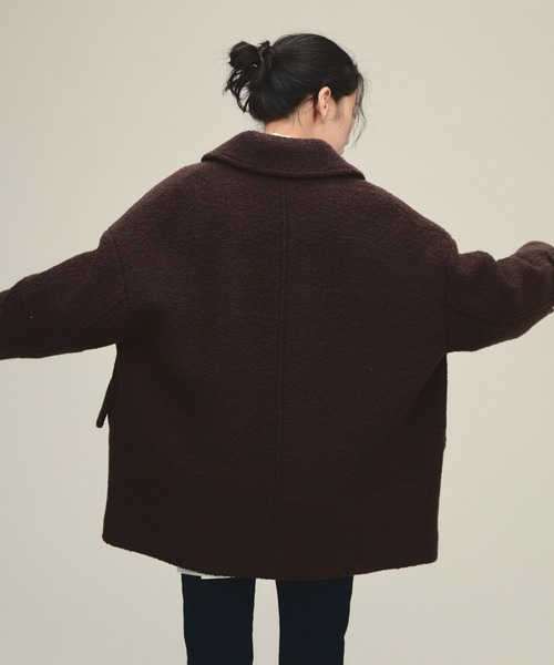 セール】【eL】Boucle Zip Coat/580998（ステンカラーコート）｜eL