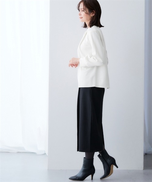 7days Life Styling（セブンデイズライフスタイリング）の「【裏側起毛であったか】フロントタックトップス<大きいサイズ有>（シャツ/ブラウス・レディース・オフホワイト/ブラック・S/M/L/LL/3L）」の5枚目の写真
