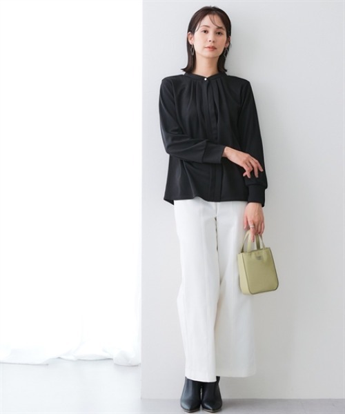 セール】【裏側起毛であったか】フロントタックトップス<大きいサイズ