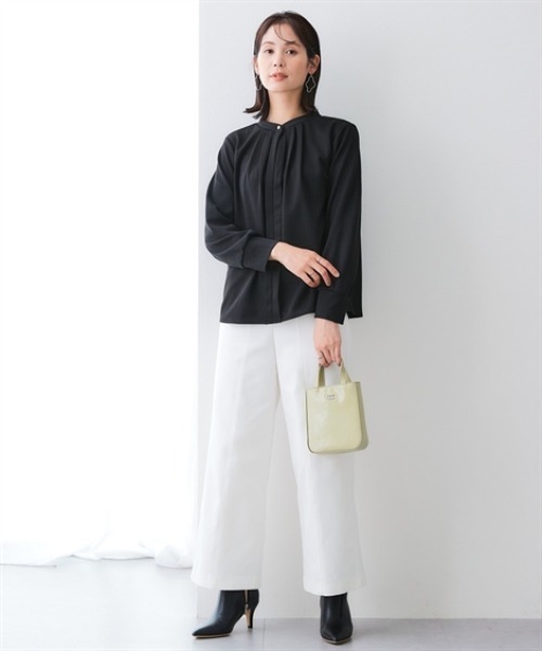 セール】【裏側起毛であったか】フロントタックトップス<大きいサイズ