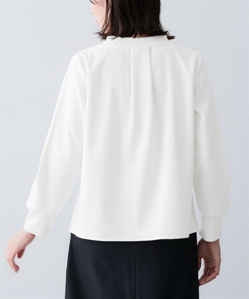 セール】【裏側起毛であったか】フロントタックトップス<大きいサイズ