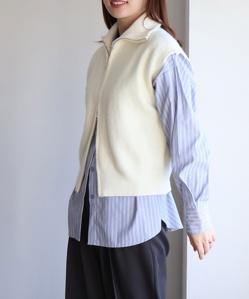 セール】スタンドカラーダブルジップニットベスト（ベスト）｜sin.ca