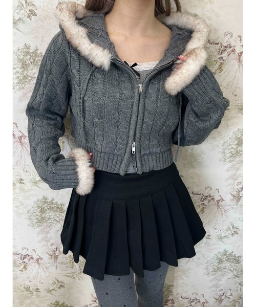 PHILLY(フィリー)の「フェイクファーフードケーブルパーカー(パーカー・レディース・グレー/アイボリー・FREE)」の20枚目の写真