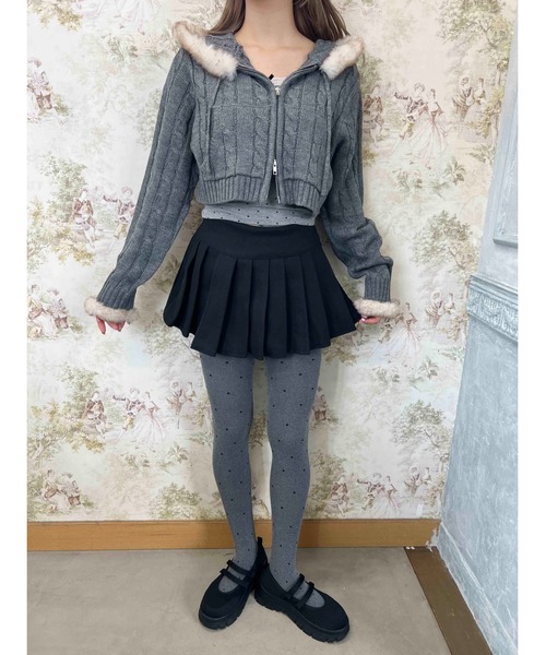 PHILLY(フィリー)の「フェイクファーフードケーブルパーカー(パーカー・レディース・グレー/アイボリー・FREE)」の4枚目の写真