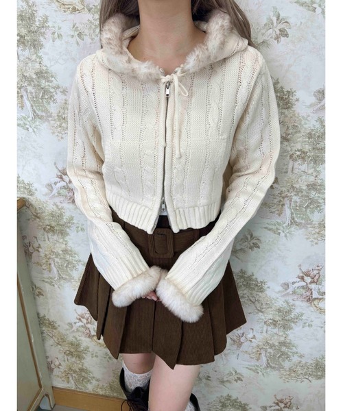 PHILLY(フィリー)の「フェイクファーフードケーブルパーカー(パーカー・レディース・グレー/アイボリー・FREE)」の10枚目の写真