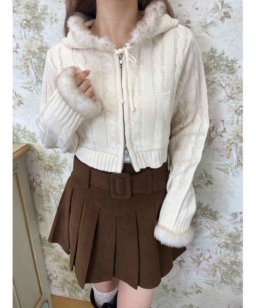 PHILLY(フィリー)の「フェイクファーフードケーブルパーカー(パーカー・レディース・グレー/アイボリー・FREE)」の7枚目の写真