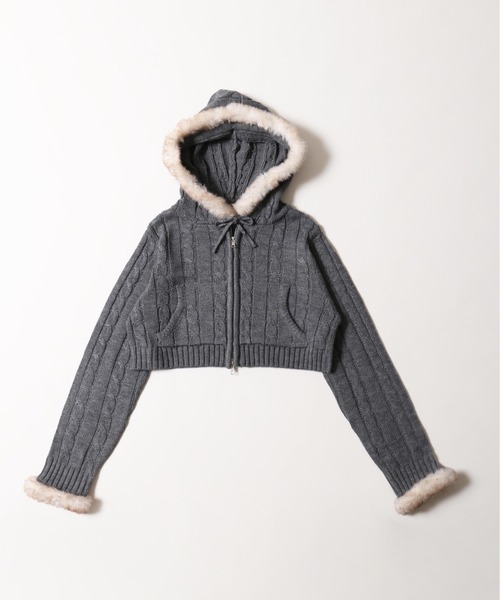 PHILLY(フィリー)の「フェイクファーフードケーブルパーカー(パーカー・レディース・グレー/アイボリー・FREE)」の14枚目の写真