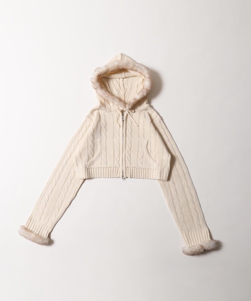 PHILLY(フィリー)の「フェイクファーフードケーブルパーカー(パーカー・レディース・グレー/アイボリー・FREE)」の13枚目の写真