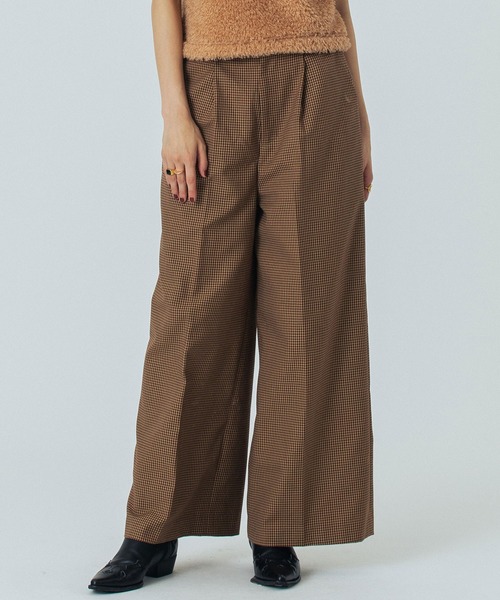 ROSE BUD(ローズバッド)の「(CREOLME)CHECK WIDE PATNS(その他パンツ・レディース・ブラウン/イエロー・M/S)」の1枚目の写真