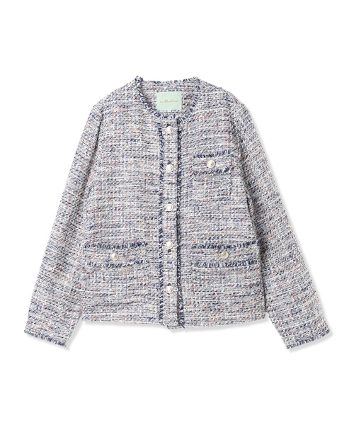 Petit Honfleur(プチオンフルール)の「フリンジノーカラーツイードジャケット(その他アウター・レディース・ネイビー・11号/9号)」の17枚目の写真