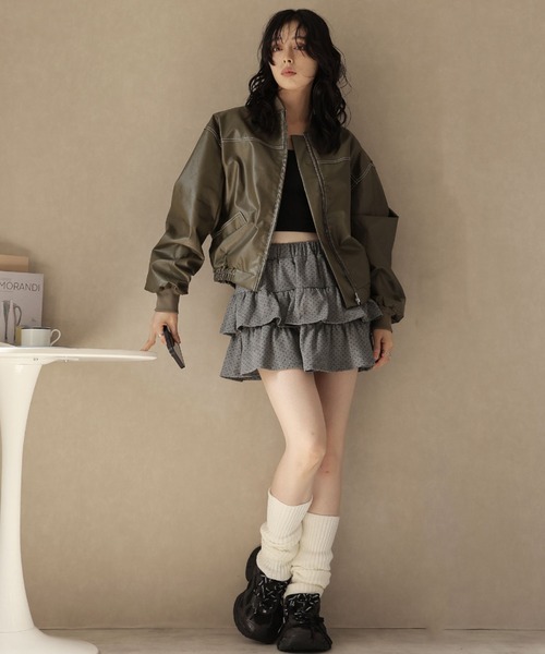 Ulysses（ユリシス）の「ドットティアードミニスカート（スカート・レディース・ブラック/グレー/ネイビー・F）」の12枚目の写真