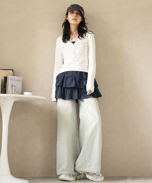 Ulysses（ユリシス）の「ドットティアードミニスカート（スカート・レディース・ブラック/グレー/ネイビー・F）」の6枚目の写真