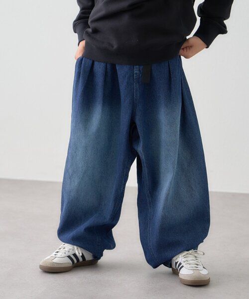 CIAOPANIC TYPY(チャオパニックティピー)の「【KIDS】【ジュニアサイズあり】ゆるだぼベルト付きイージーパンツ(デニムパンツ・キッズ・ネイビー/グレー・XX-LARGE/MEDIUM/X-LARGE/LARGE)」の4枚目の写真
