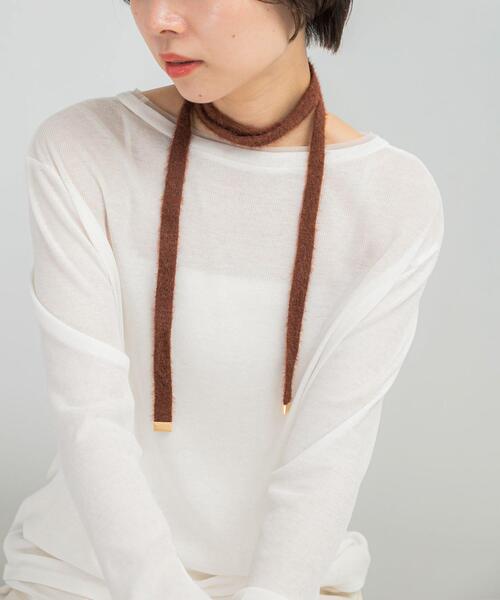 URBAN RESEARCH ROSSO WOMEN(アーバンリサーチ ロッソ)の「CHIGNON フラフィーワイドチョーカー(ネックレス・レディース・ブラック系その他/ボルドー・FREE)」の2枚目の写真