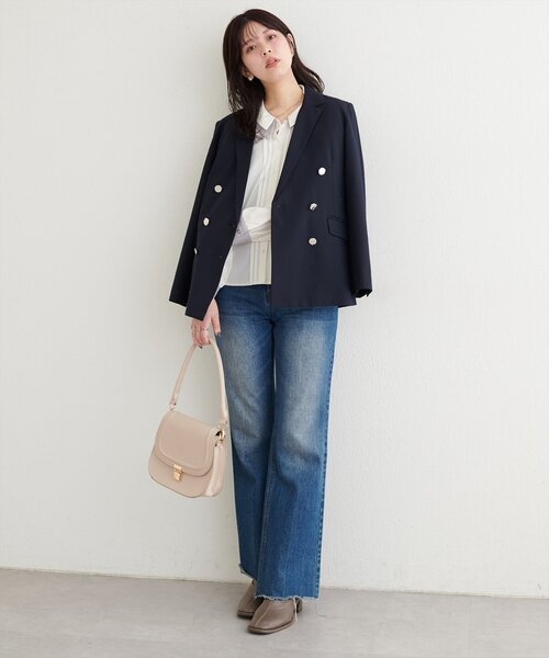 natural couture(ナチュラルクチュール)の「配色2枚衿ブラウス(シャツ/ブラウス・レディース・ネイビー/ダークブラウン/グレイッシュベージュ/アイボリー・FREE)」の10枚目の写真